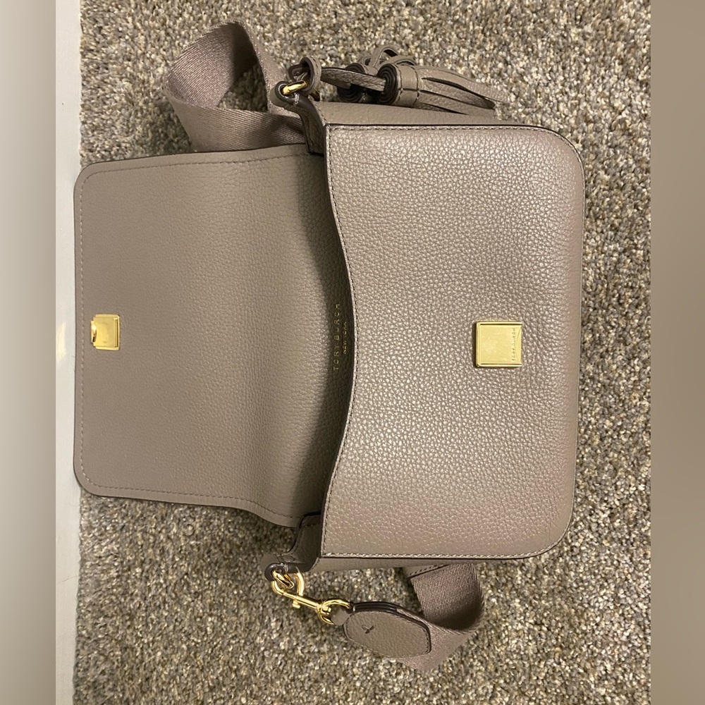 Tory Burch Thea Gray Pebbled Leather
